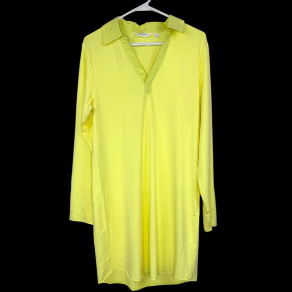 Candace Cameron Bure Collared Y-Neck Shirt Dress Sunny Lime Small NWOT Midi - Picture 8 of 11